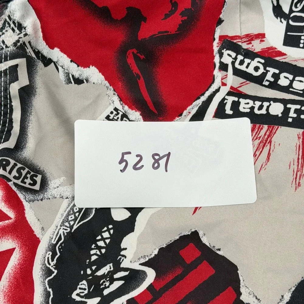 Lost Enterprises Board Shorts Mens 34 Red Black White Graphic Punk Surf Trunks